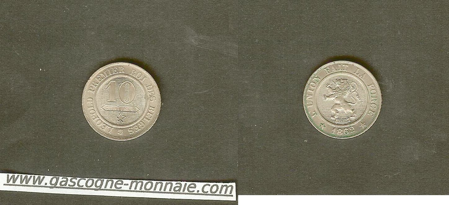 Belgium 10 centimes 1862 BU